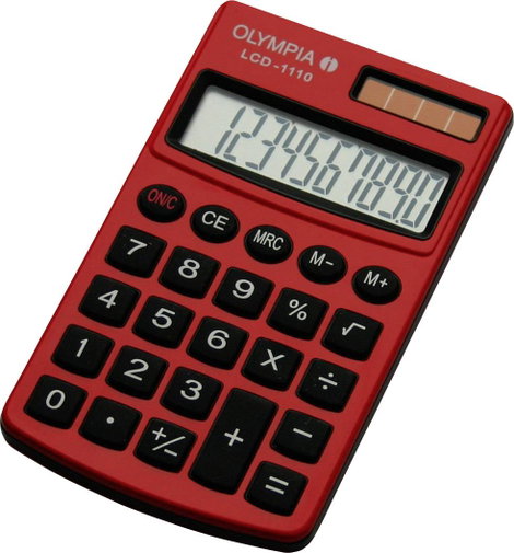 Olympia LCD 1110 Zsebszámológép Napenergiával üzemeltetett, Elemekről üzemeltetett Piros Kijelző (sz
