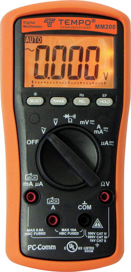 Tempo Communications MM200 Kézi multiméter digitális CAT IV 300 V Kijelző (digitek): 6000