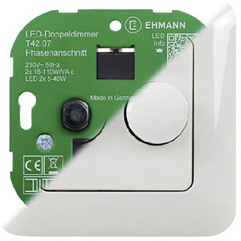 Ehmann 4260c0701 Beépíthető dimmer Alkalmas fényforrásokhoz: LED-es izzó, Izzó, Halogén izzó Fehér 2. kép