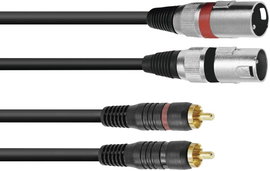 Omnitronic 3022522C XLR Átalakító kábel [2x XLR dugó, 3 pólusú - 2x RCA dugó] 1.50 m Fekete