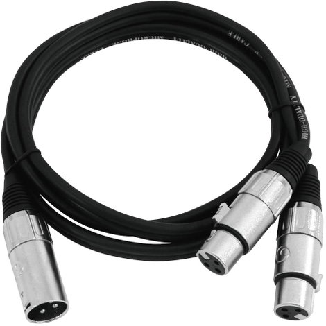 Omnitronic 30225207 XLR Átalakító kábel [1x XLR dugó, 3 pólusú - 2x XLR alj, 3 pólusú] 0.50 m Fekete 2. kép