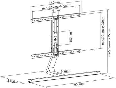 My Wall HP 38 L TV talp 94,0 cm (37) - 190,5 cm (75) Állítható magasságú, Álló 7. kép