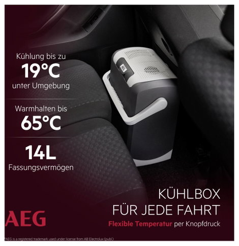 AEG KK 14 Hűtő- és fűtő láda Termoelektromos 12 V/DC Szürke 14 l 19 ° C-kal a környezeti hőmérséklet 3. kép