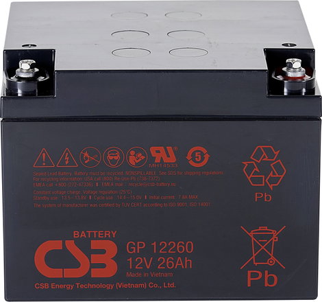 CSB Battery GP 12260 Standby USV Ólomakku 12 V 26 Ah Ólom-vlies (AGM) (Sz x Ma x Mé) 166 x 125 x 175