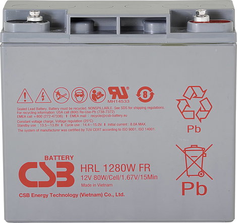 CSB Battery HRL 1280W high-rate longlife Ólomakku 12 V 20 Ah Ólom-vlies (AGM) (Sz x Ma x Mé) 181 x 1 2. kép