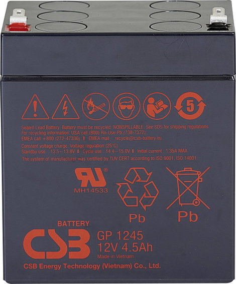 CSB Battery GP 1245 Standby USV Ólomakku 12 V 4.5 Ah Ólom-vlies (AGM) (Sz x Ma x Mé) 93 x 108 x 70 m