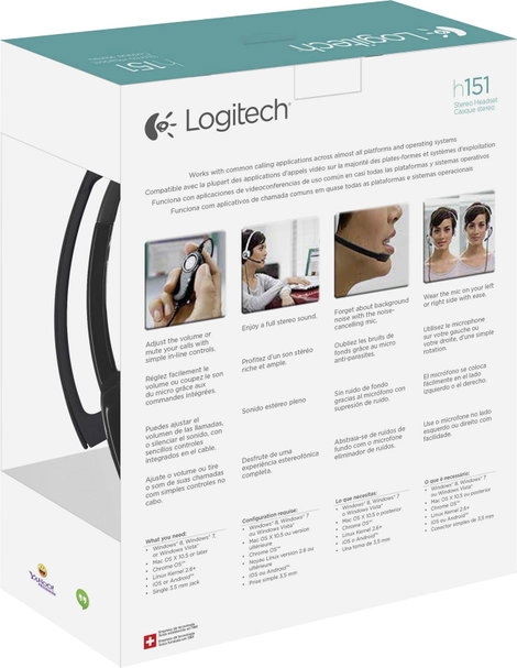 Logitech H151 Számítógép On Ear headset Vezetékes Stereo Fekete mikrofon zajelnyomás, Noise Cancelli 6. kép