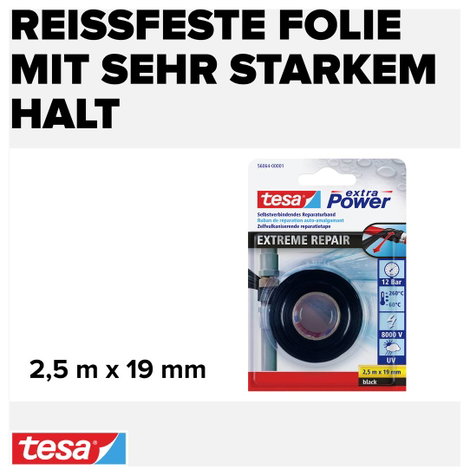 tesa EXTREME REPAIR 56064-00001-00 Repair tape tesa® extra Power Fekete (H x Sz) 2.5 m x 19 mm 1 db 3. kép