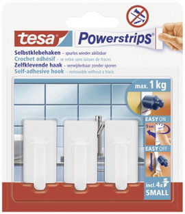 tesa POWERSTRIPS® Öntapadó kampó Small Classic Fehér