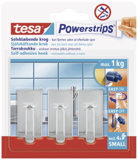 tesa POWERSTRIPS® Öntapadó kampó Small Classic Króm