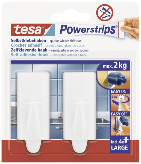 tesa POWERSTRIPS® Ragasztó horog nagy trend Fehér