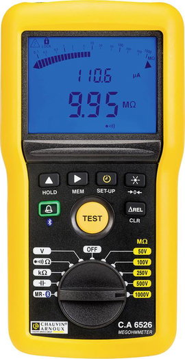 Chauvin Arnoux C.A 6526 Szigetelésmérő műszer 50 V, 100 V, 250 V, 500 V, 1000 V 200 GΩ
