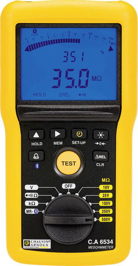 Chauvin Arnoux C.A 6534 Szigetelésmérő műszer 10 V, 25 V, 100 V, 250 V, 500 V 50 GΩ