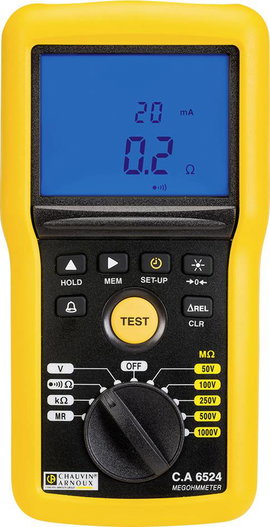 Chauvin Arnoux C.A 6524 Szigetelésmérő műszer 50 V, 100 V, 250 V, 500 V, 1000 V 200 GΩ