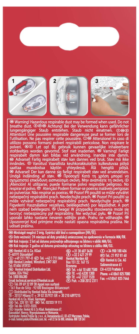 Henkel Görgős hibajavító utántöltő kazetta refill cassette 6 mm Fehér 12 m 1 db 2. kép