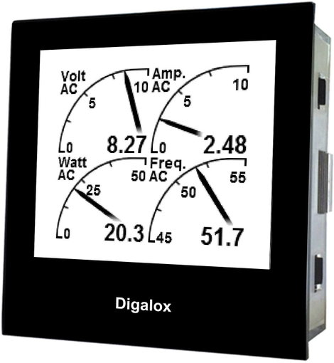 Grafikus DIN mérőkészülék, RGB háttérvilágítás, 0 -500 V/AC, 10-500 Hz, 68 x 68 mm, TDE Instruments 6. kép