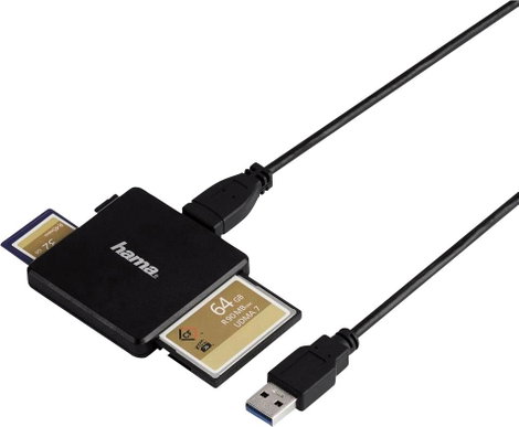 Hama 124022 Külső memóriakártya olvasó USB 3.2 (1. generáció) (USB 3.0) Fekete 2. kép