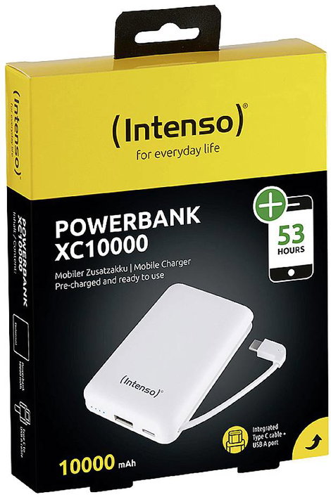 Intenso XC10000 Powerbank 10000 mAh LiPo USB-A, USB-C® Fehér állapotjelző 2. kép