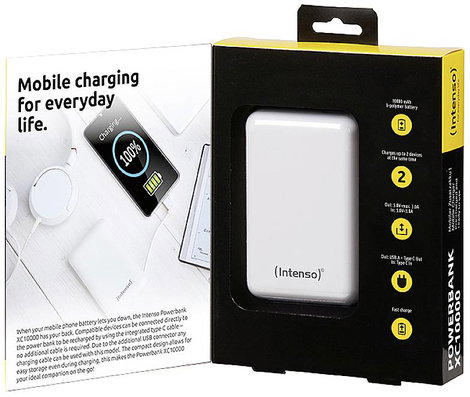 Intenso XC10000 Powerbank 10000 mAh LiPo USB-A, USB-C® Fehér állapotjelző 3. kép