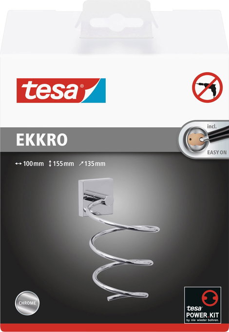tesa 40242-00000-00 ekkro Hajszárító tartó Ragasztó Króm (fényes) 4. kép