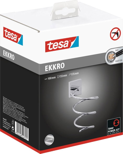 tesa 40242-00000-00 ekkro Hajszárító tartó Ragasztó Króm (fényes) 5. kép