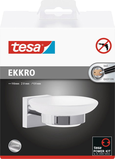 tesa ekkro 40240-00000-00 Szappantartó Króm (fényes), Fehér (selymes) 6. kép