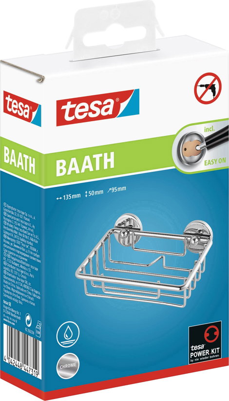 tesa 40220-00000-00 baath Plus Szappantartó kosár Ragasztó Króm (fényes) 7. kép