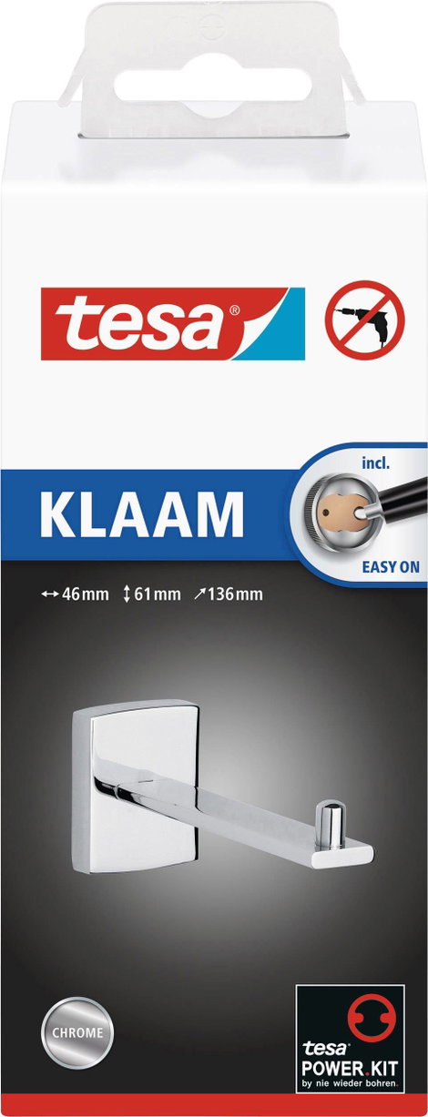 tesa klaam Toalettpapír tartó Ragasztó Fém 5. kép