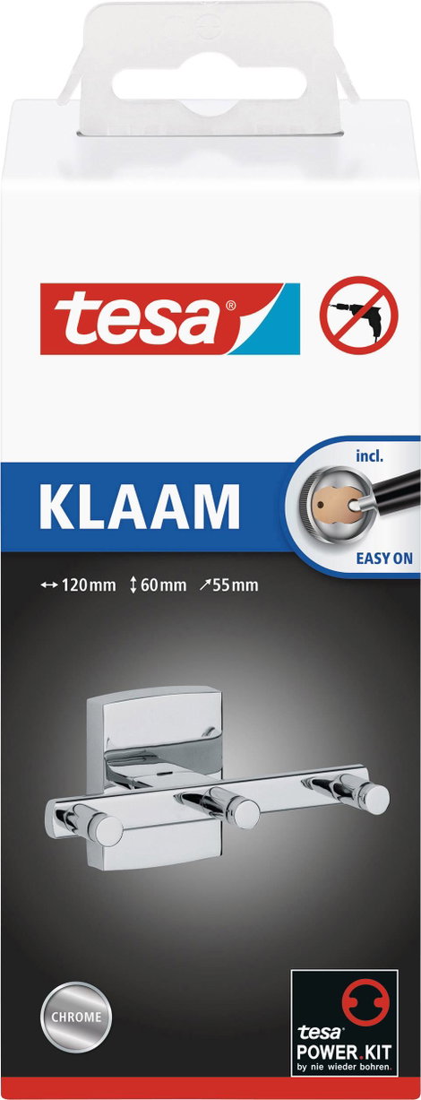 tesa 40262-00000-00 klaam Fogastartó Ragasztó Króm (fényes) 4. kép