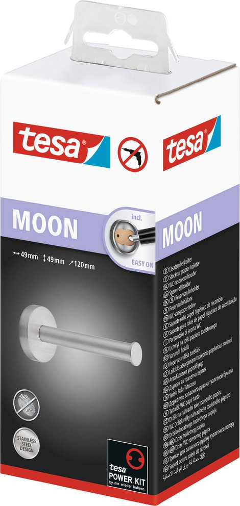 tesa MOON Toalettpapír tartó Ragasztó Fém 7. kép