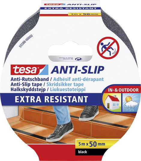 tesa EXTRA RESISTANT 55588-00000-11 Csúszásmentesítő szalag Fekete (H x Sz) 5 m x 50 mm 1 db