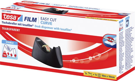 tesa Asztali adagoló tesafilm Curve Fekete 33 m x 19 mm-es ragasztófilm-tekerccsel 2. kép