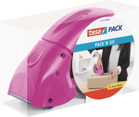 tesa Ragasztószalag adagoló Pack n Go Rózsaszín Tekercs szélessége (max.): 50 mm 50 m x 50 mm-es rag 3. kép