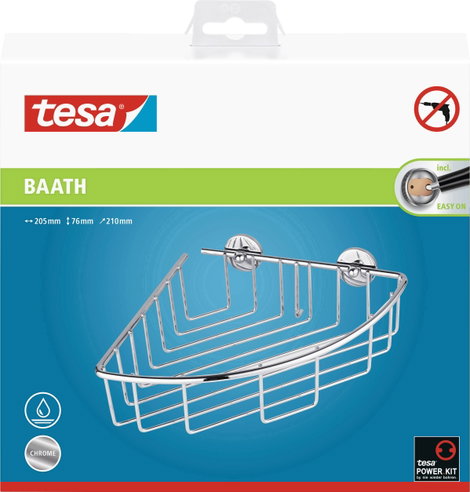 tesa 40216-00000-00 baath Plus Sarok tusolókosár Ragasztó Króm (fényes) 7. kép