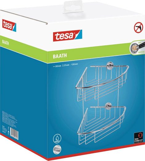 tesa 40215-00000-00 baath Plus Sarok tusolókosár Ragasztó Króm (fényes) 6. kép