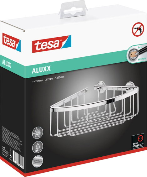tesa 40200-00000-00 ALUXX Sarok tusolókosár Ragasztó Króm (fényes) 5. kép