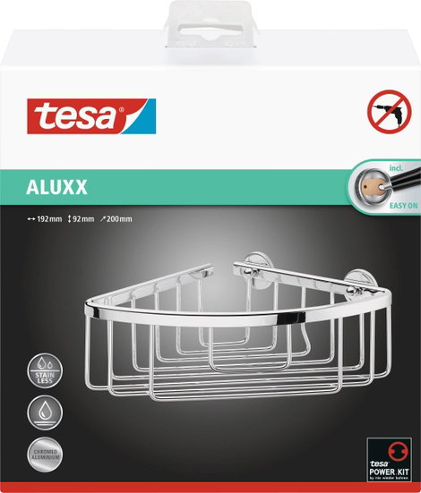 tesa 40200-00000-00 ALUXX Sarok tusolókosár Ragasztó Króm (fényes) 6. kép