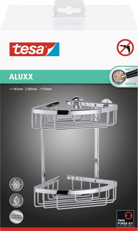 tesa 40205-00000-00 ALUXX Fürdőszobai polcok Ragasztó Króm (fényes) 5. kép