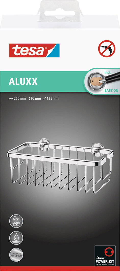 tesa 40201-00000-00 ALUXX Tusolókosár Ragasztó Króm (fényes) 6. kép