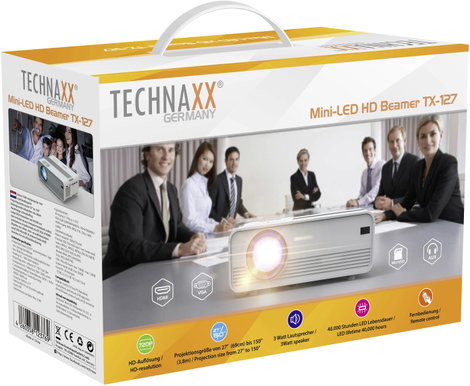 Technaxx Kivetítő TX-127 EEK A (A - G) LCD Fényerő: 2000 lm 1280 x 720 WXGA Fehér 4. kép