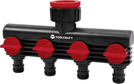 TOOLCRAFT 2302371 Műanyag 4 utas elosztó 26,44 mm (3/4) KM, 33,25 mm (1) KM Vízelzáró, Szabályozó sz