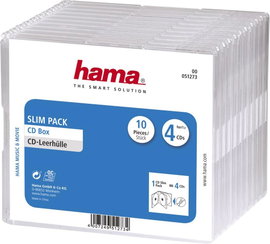 Hama CD tok, slim 00051273 4 CD/DVD/Blu-ray Átlátszó Polisztirol 10 db
