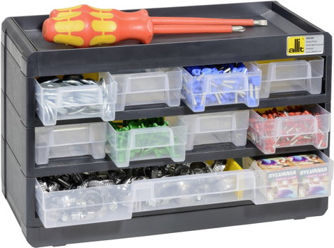 Allit 458080 Tárolószekrény VarioPlus Basic 15 (Sz x Ma x Mé) 300 x 190 x 135 mm Fekete, Sárga 1 db 2. kép