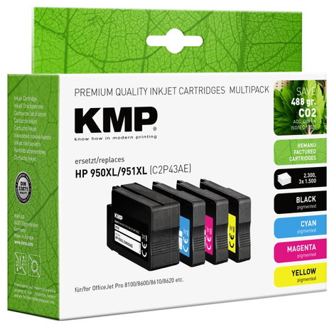 KMP Tinta helyettesíti HP 950XL, 951XL, C2P43AE, CN045AE, CN046AE, CN047AE, CN048AE Kompatibilis Kom 2. kép