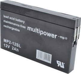 multipower MP2-12SL Ólomakku 12 V 2 Ah Ólom-vlies (AGM) (Sz x Ma x Mé) 148 x 90 x 20 mm 4,8 mm-es la