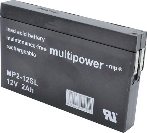 multipower MP2-12SL Ólomakku 12 V 2 Ah Ólom-vlies (AGM) (Sz x Ma x Mé) 148 x 90 x 20 mm 4,8 mm-es la