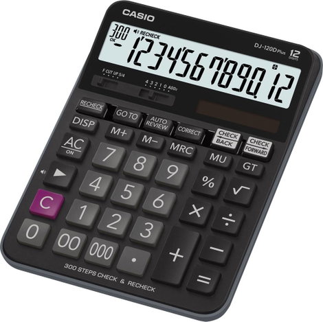Casio DJ-120DPLUS Asztali számítógép Napenergiával üzemeltetett, Elemekről üzemeltetett Fekete Kijel