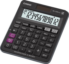 Casio MJ-120DPLUS Asztali számítógép Napenergiával üzemeltetett, Elemekről üzemeltetett Fekete Kijel