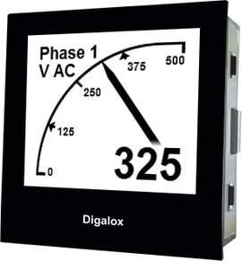 Grafikus DIN mérőműszer feszültség és áramerősség méréshez, USB csatlakozó, TDE Instruments Digalox 