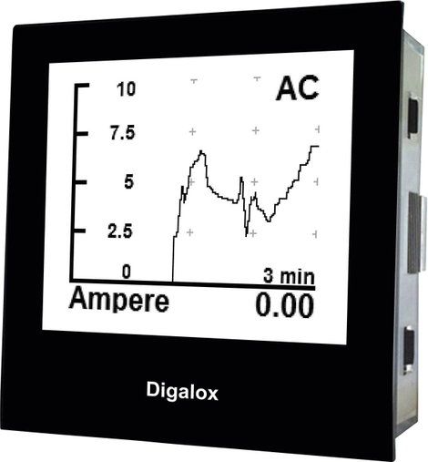 Grafikus DIN mérőműszer feszültség és áramerősség méréshez, USB csatlakozó, TDE Instruments Digalox 4. kép